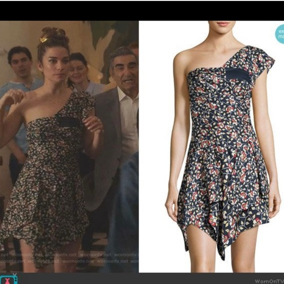 NWT Isabel Marant Rico One Shoulder Silk Dress Schitt’s Creek - Picture 2 of 10